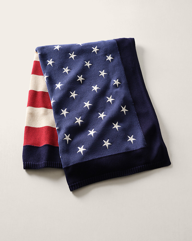 RL Flag Cotton Throw Blanket Ralph Lauren Home 1