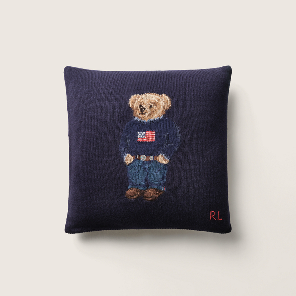 Polo Bear Wool Throw Pillow