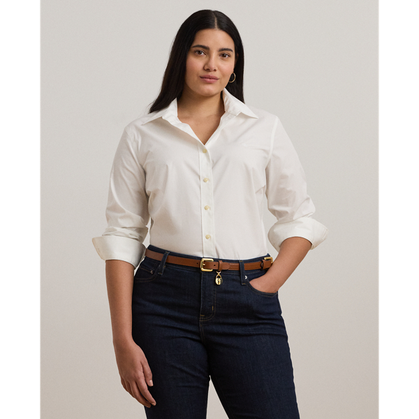 No-Iron Stretch Cotton Shirt Lauren Woman 1