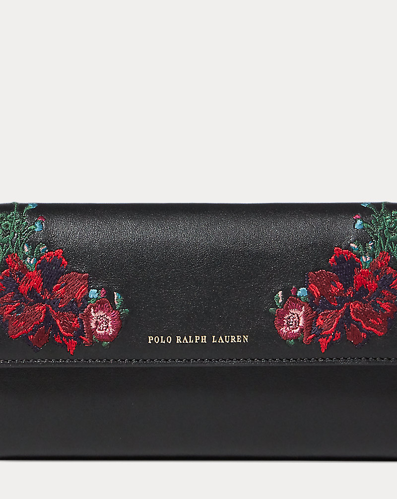 Floral Leather Chain Wallet Polo Ralph Lauren 1
