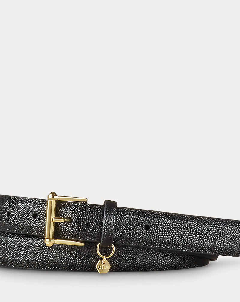 Stingray-Embossed Leather Belt Lauren 1