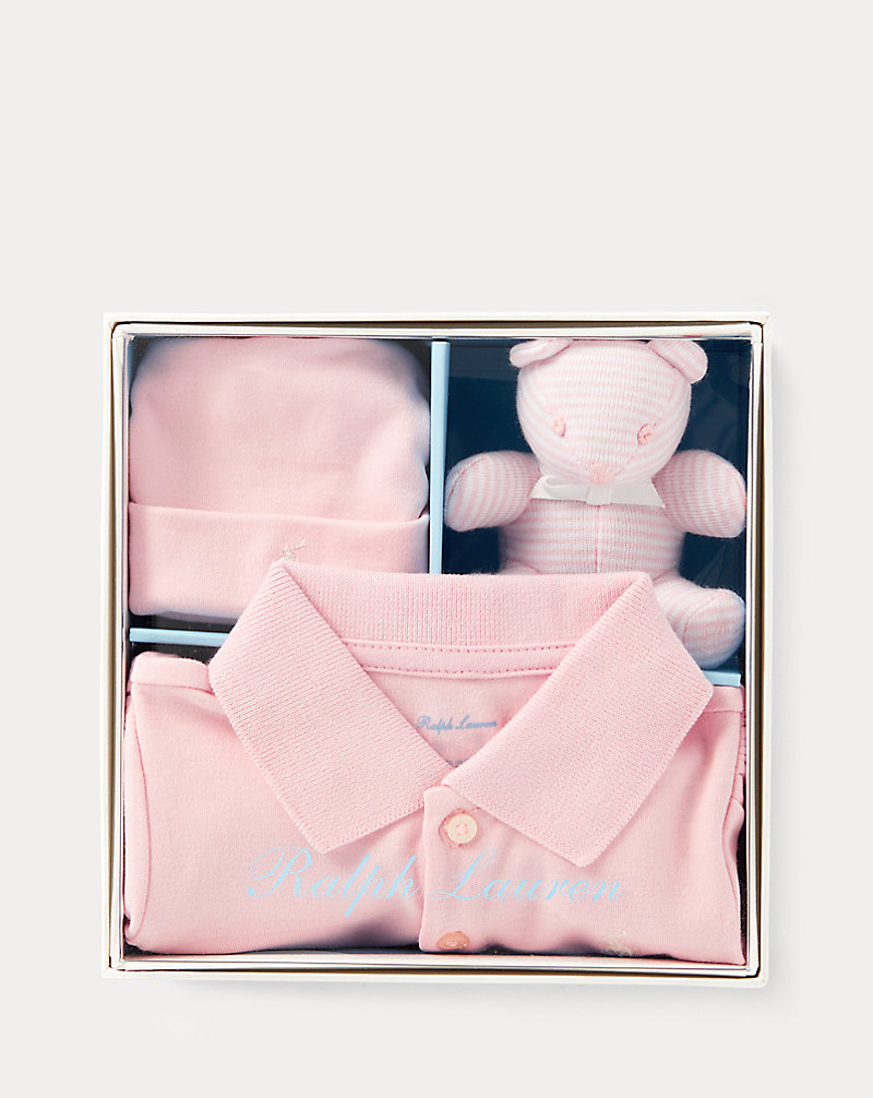 Polo Coverall & Hat & Bear Set Baby Girl 1