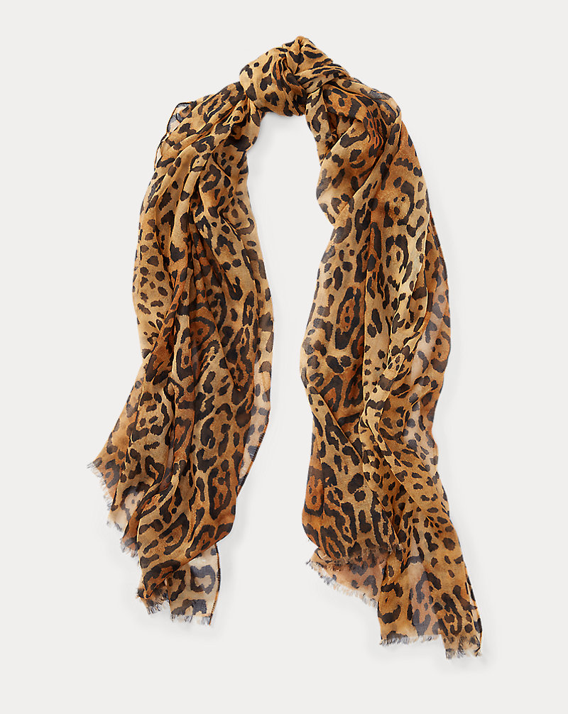 Leopard-Print Wool Scarf Polo Ralph Lauren 1