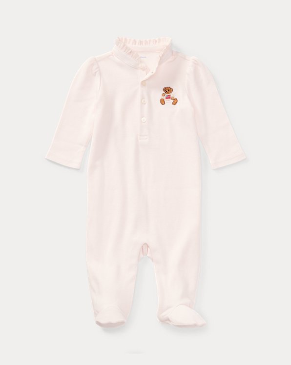 Embroidered Polo Bear Footed Coverall