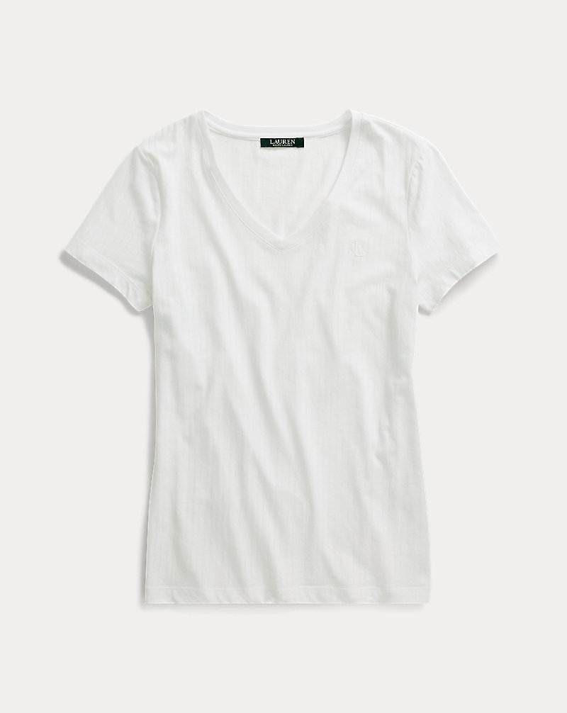 T-shirt à col en V en jacquard Lauren 1