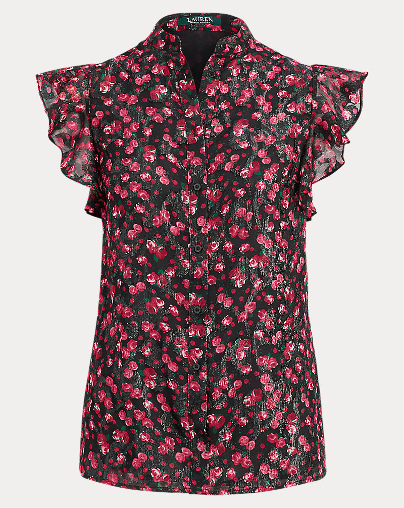 Floral Ruffle Sleeveless Shirt Lauren Petite 1