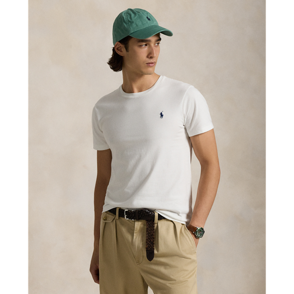 Men White Solid Polo Neck T-shirt