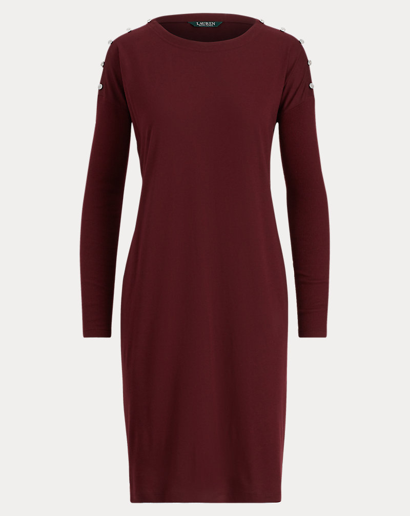 Button-Trim Jersey Dress Lauren 1