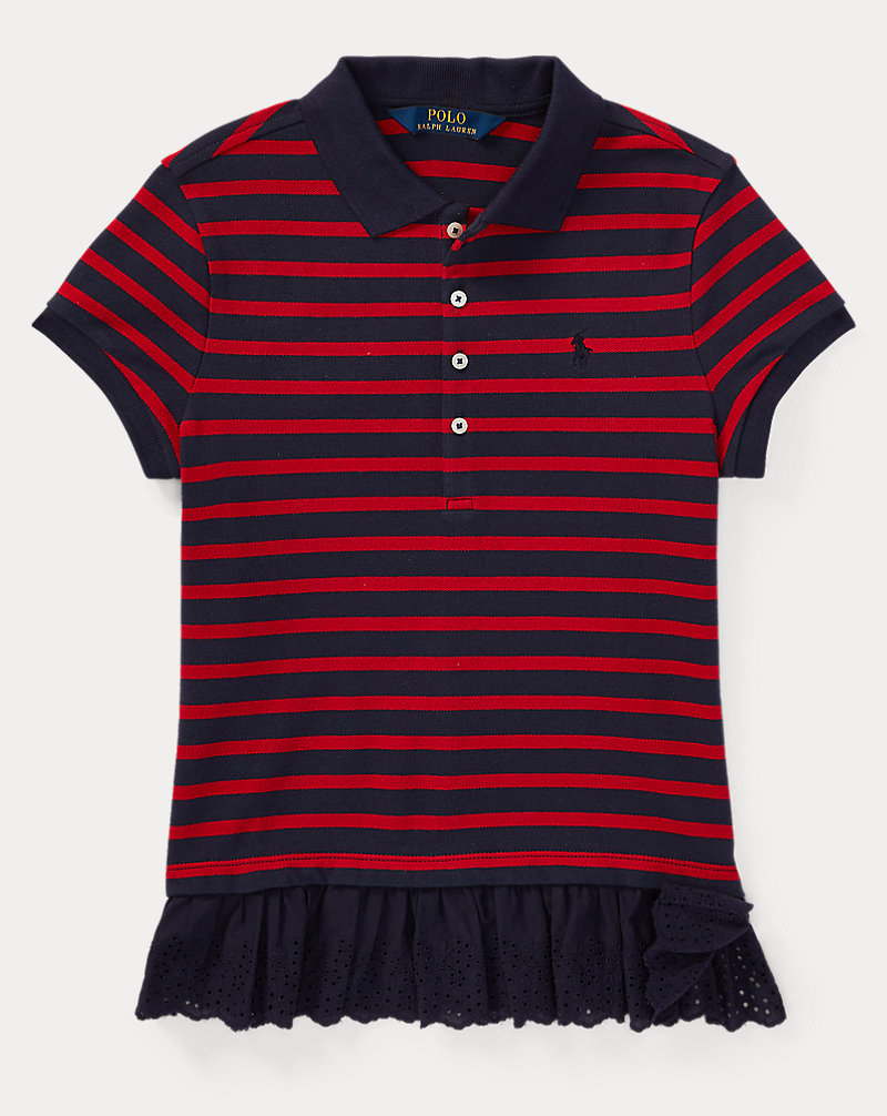 Eyelet-Hem Stripe Polo Shirt Girls 7-16 1