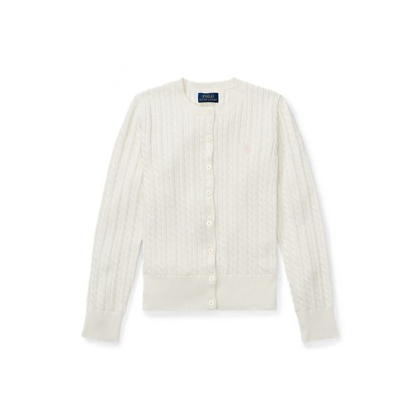 폴로 랄프로렌 Polo Ralph Lauren Mini-Cable Cotton Cardigan,Warm White