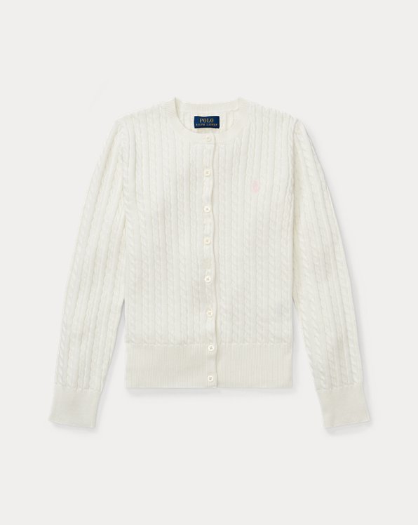 폴로 랄프로렌 Polo Ralph Lauren Mini-Cable Cotton Cardigan,Warm White