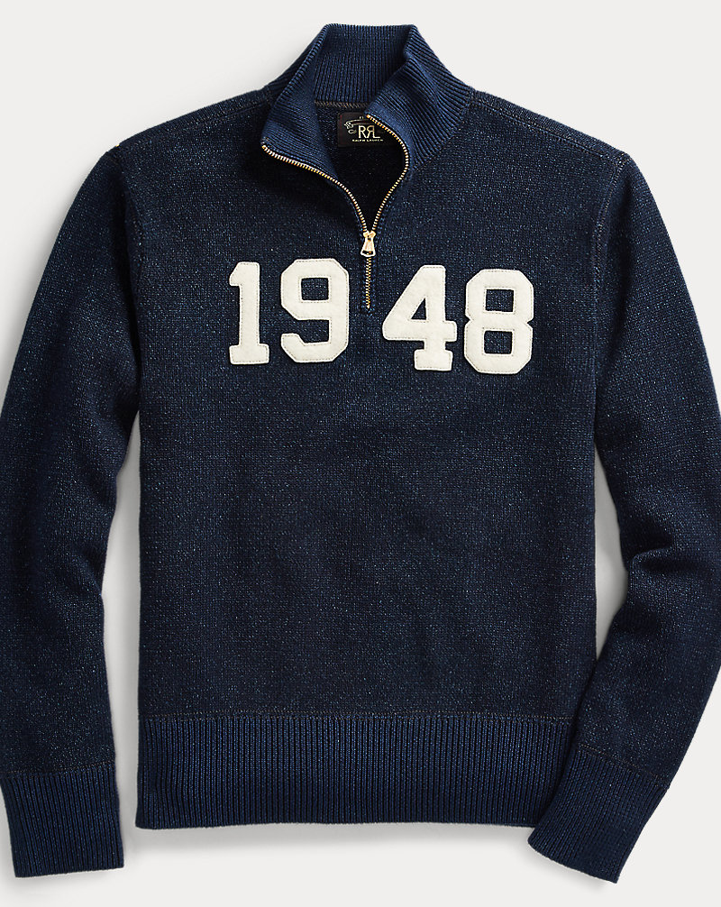 Indigo Cotton Half-Zip Sweater RRL 1