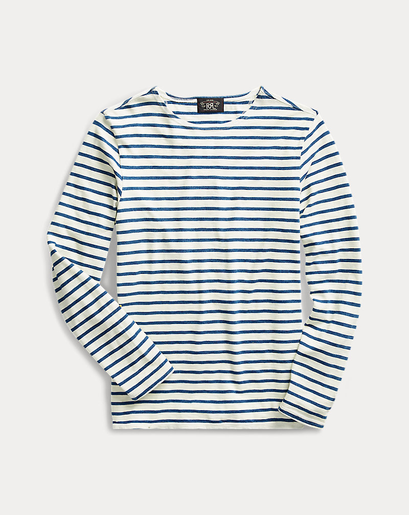 Striped Indigo Cotton T-Shirt RRL 1