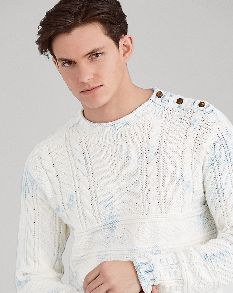 Indigo Aran Cotton Sweater Polo Ralph Lauren 1