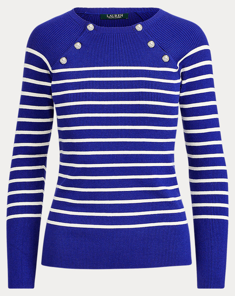 Button-Shoulder Cotton Sweater Lauren 1