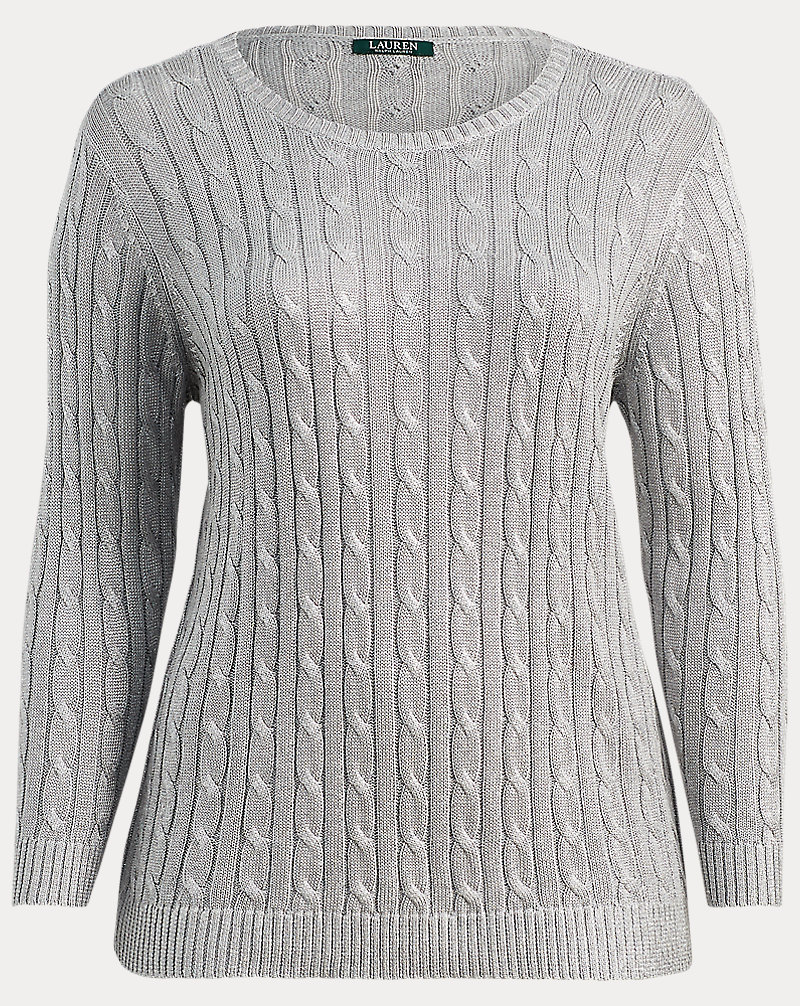 Cable Cotton-Blend Sweater Lauren Woman 1