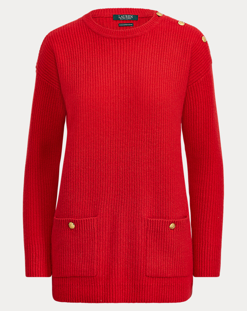 Button-Shoulder Wool Sweater Lauren 1