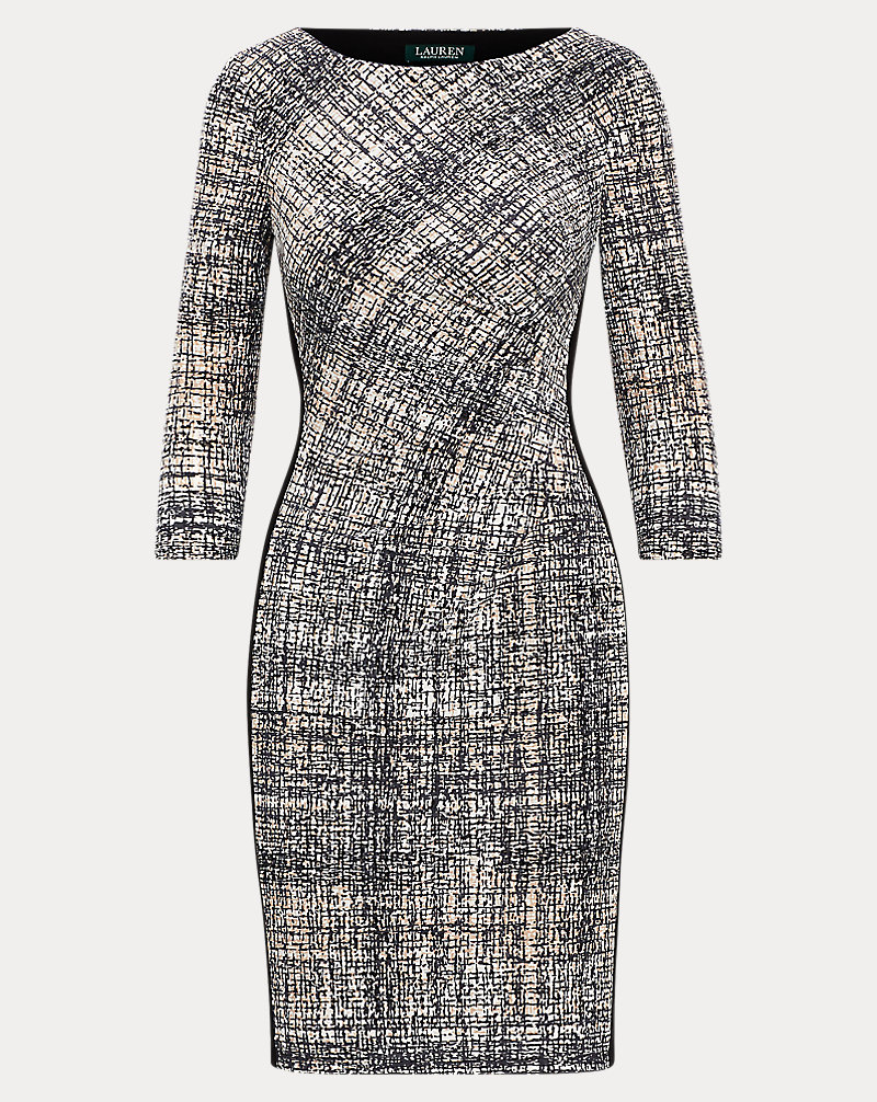 Crosshatch-Print Jersey Dress Lauren 1