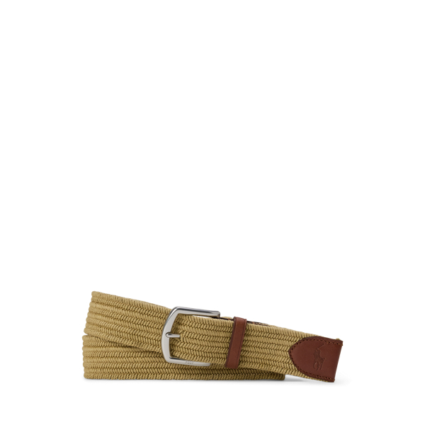 Leather-Trim Braided Belt