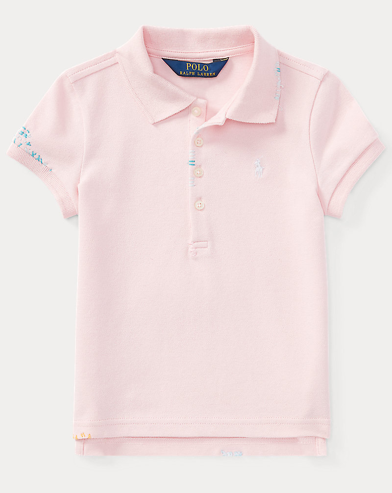Embroidered Stretch Mesh Polo Girls 2-6x 1
