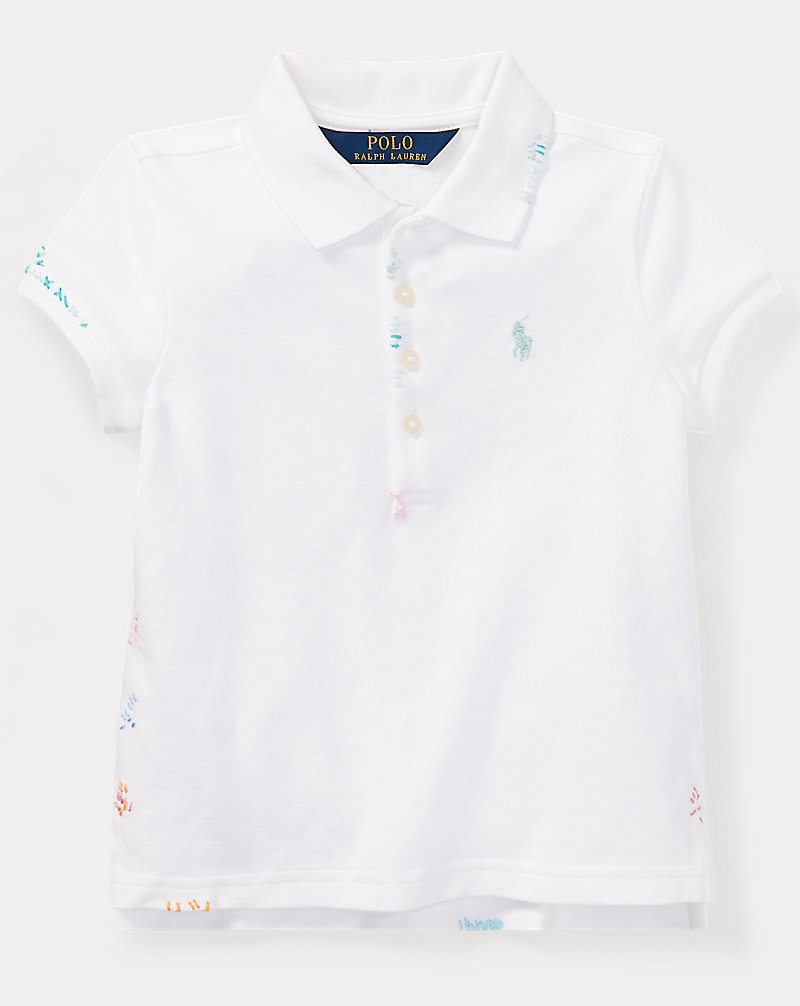 Embroidered Stretch Mesh Polo Girls 2-6x 1