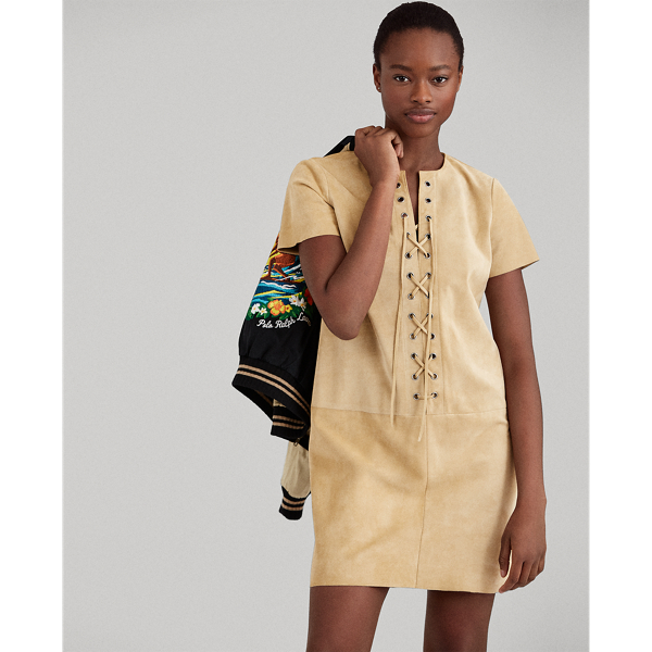 Lace up suede dress deals