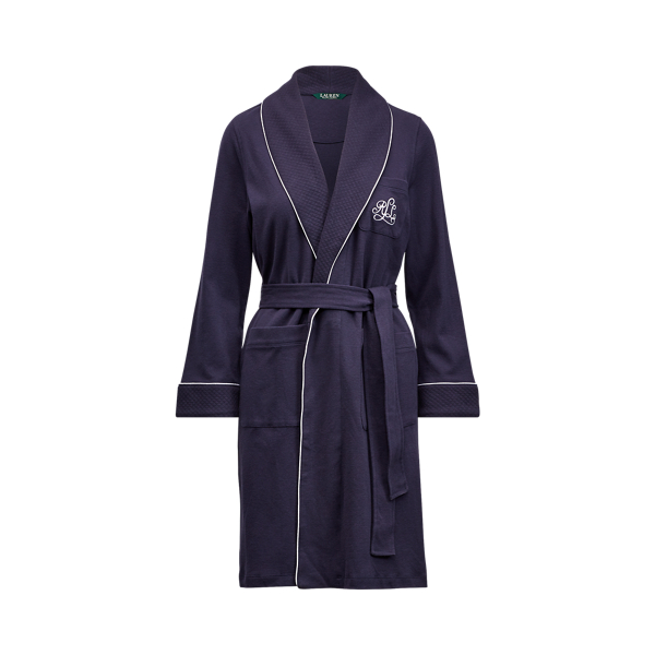 Quilted-Collar Cotton Robe