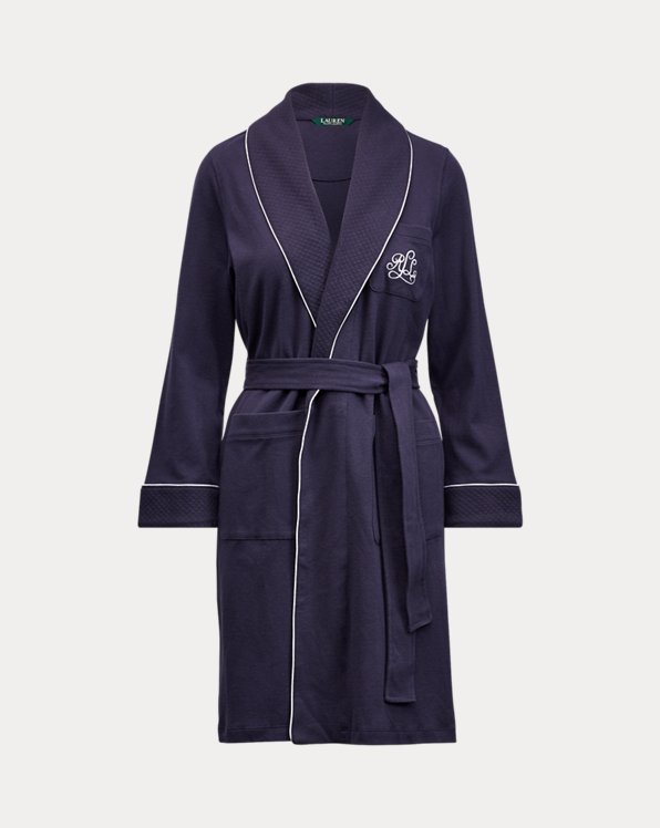Quilted-Collar Cotton Robe