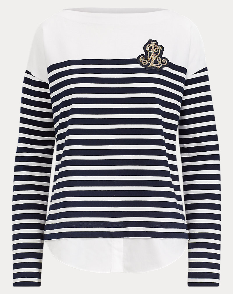 Striped Layered Cotton Sweater Lauren 1