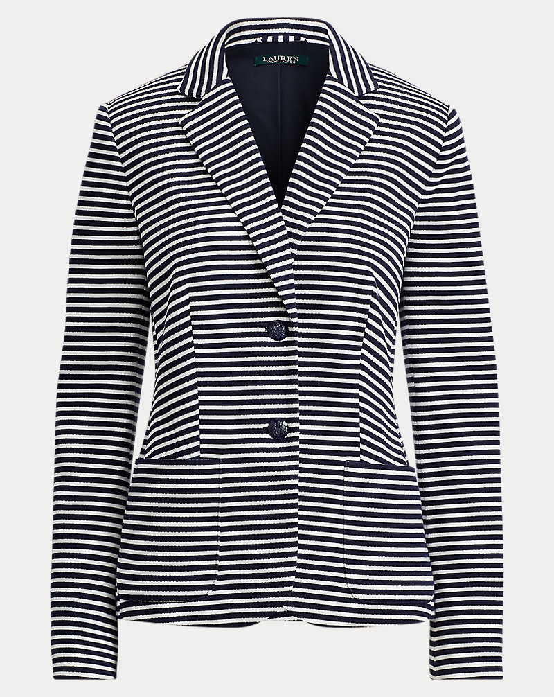 Striped Knit Cotton Jacket Lauren Petite 1