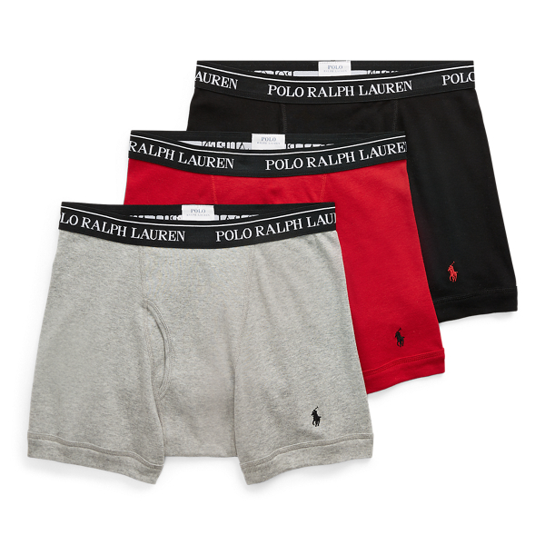 Men's Polo Cotton Boxer Brief Underwear, 3-Pack