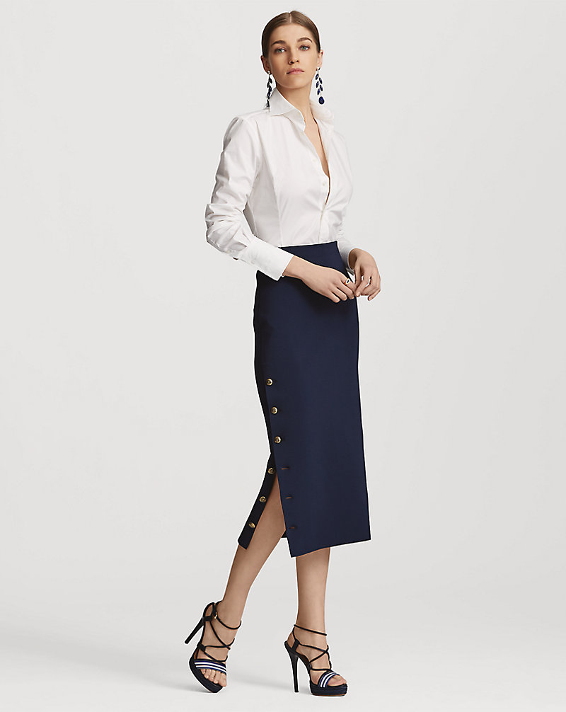 Buttoned Knit Midi Skirt Ralph Lauren Collection 1