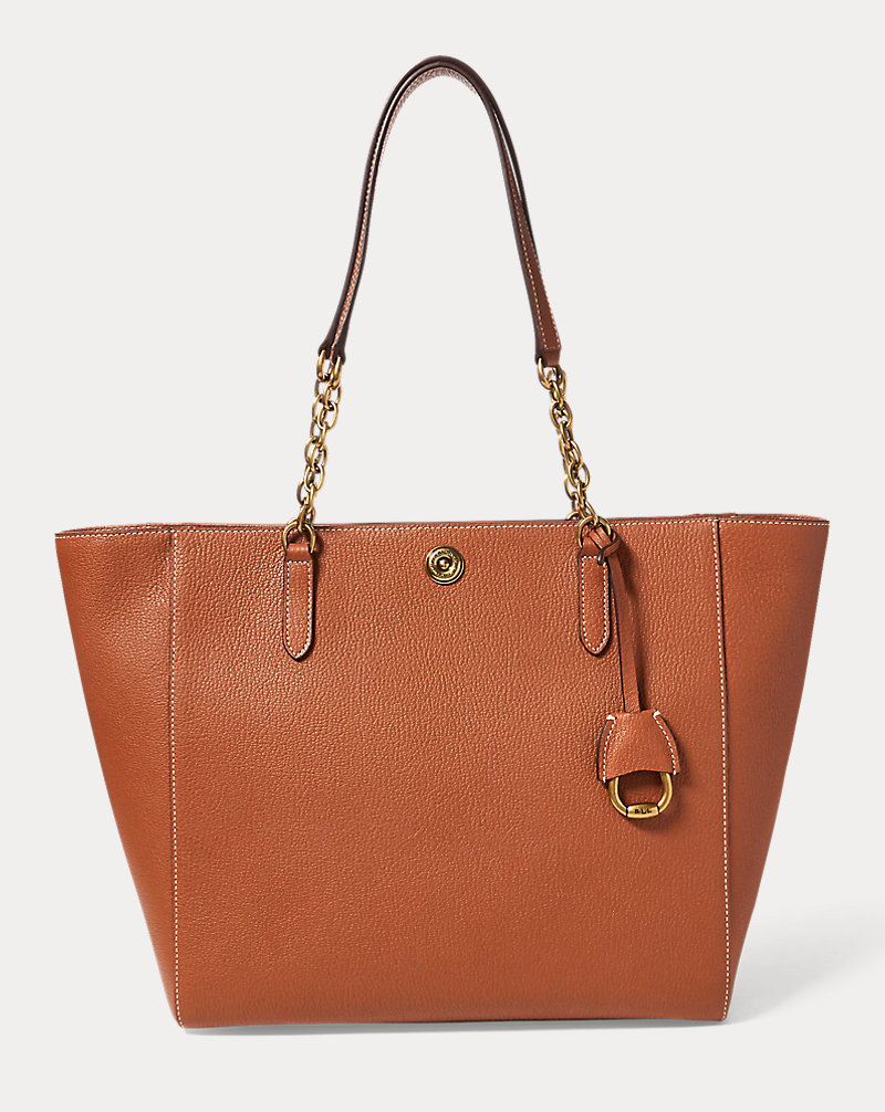 Chain-Link Leather Tote Lauren 1