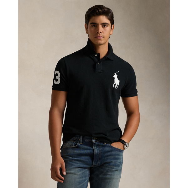 Polo Ralph Lauren Mens Big Pony City Custom Fit Mesh Polo Shirt (Medium,  French Navy LA) 