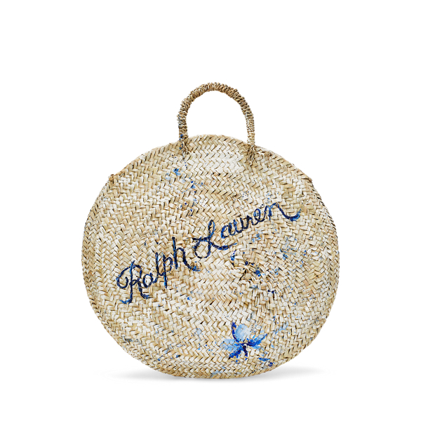 Hand-Painted Raffia Tote Bag Ralph Lauren Collection 1