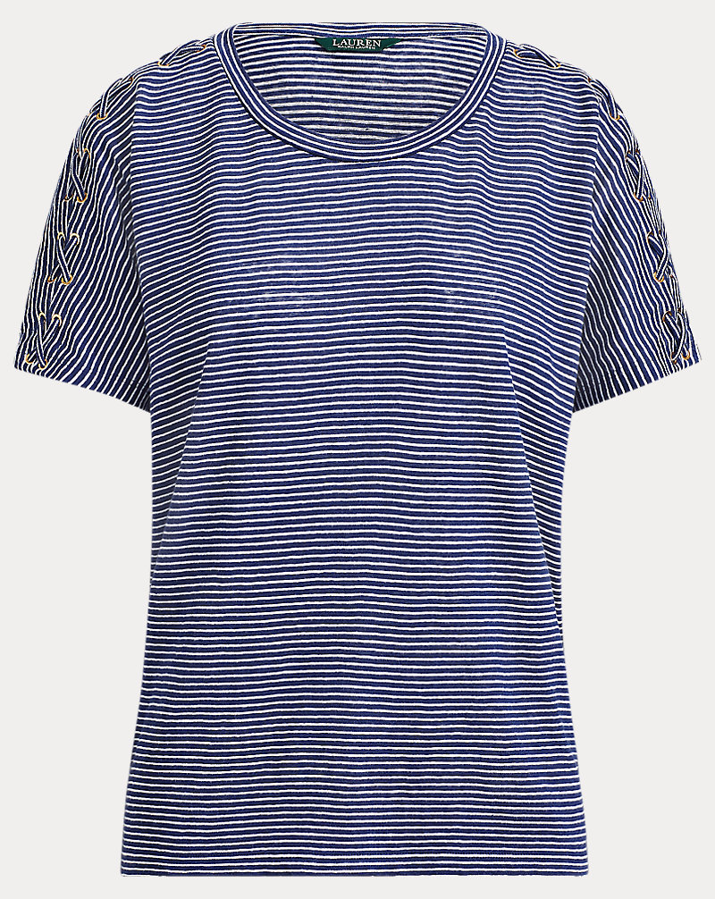 Lace-Up Linen-Cotton T-Shirt Lauren 1
