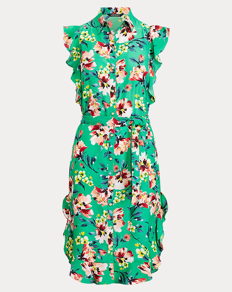 Floral Crepe Sleeveless Dress Lauren Petite 1