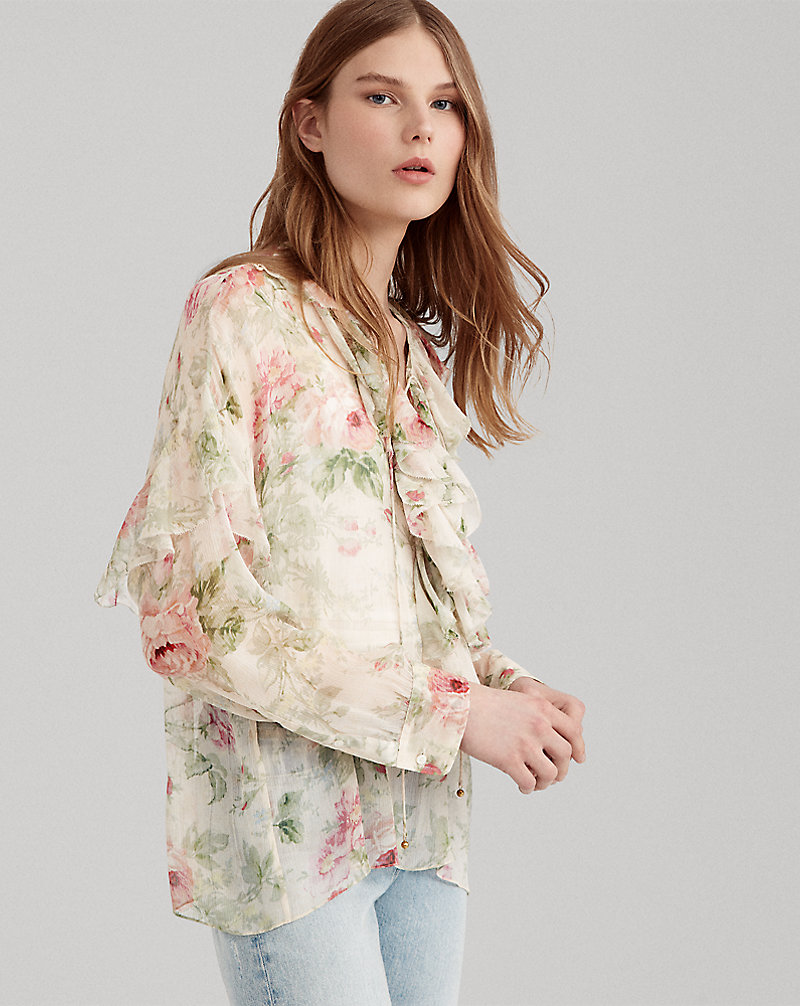 Blusa de seda con lazada y flores Polo Ralph Lauren 1
