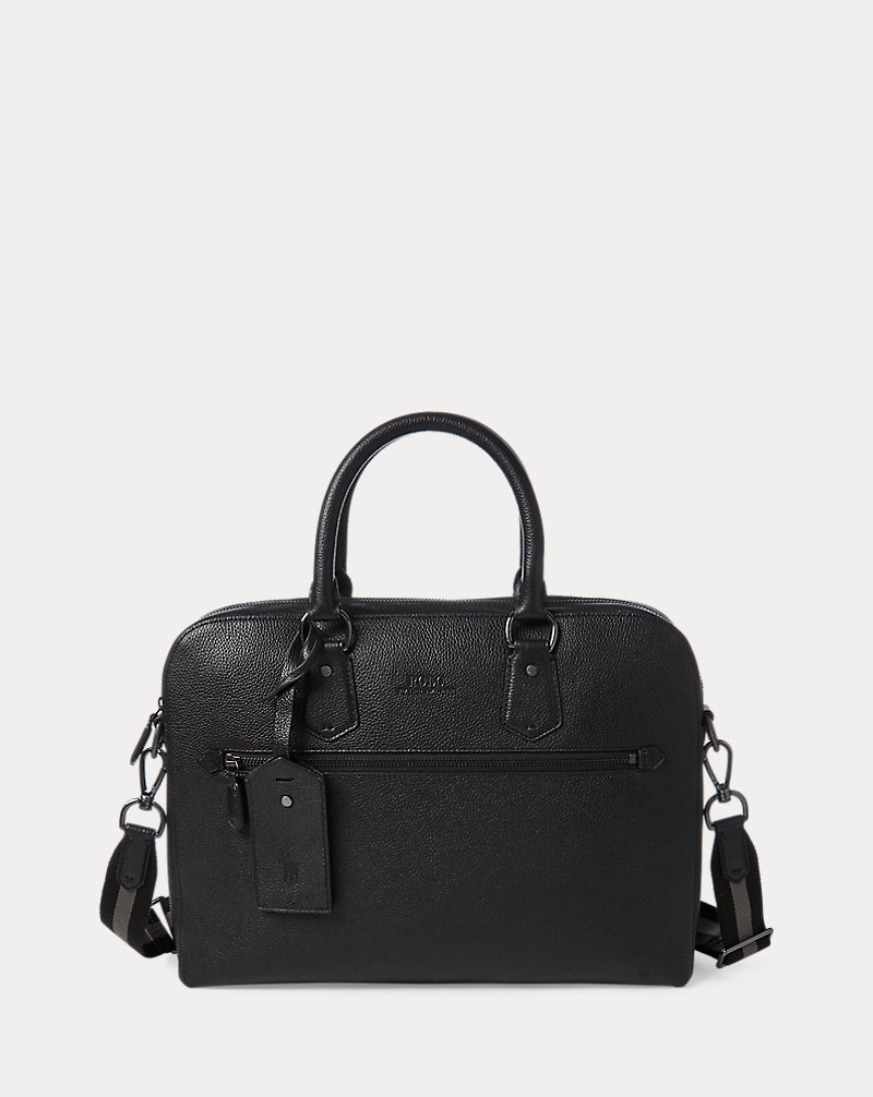 Pebbled Leather Briefcase Polo Ralph Lauren 1