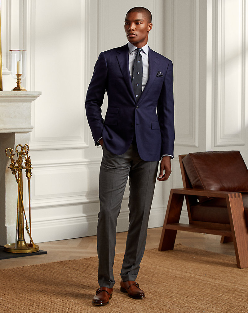 Gregory Hand-Tailored Wool Serge Trouser Purple Label 1
