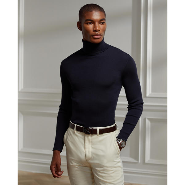 Slim Fit Rib-Knit Wool Sweater