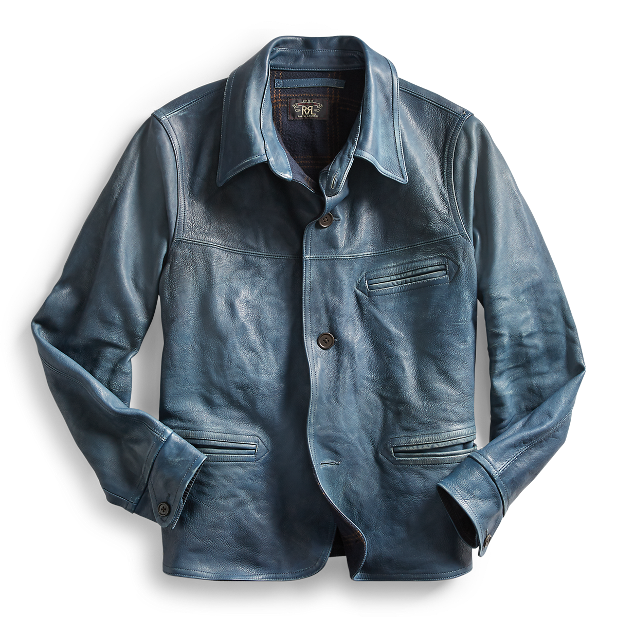 Rrl indigo clearance leather jacket Rrl indigo clearance leather jacket