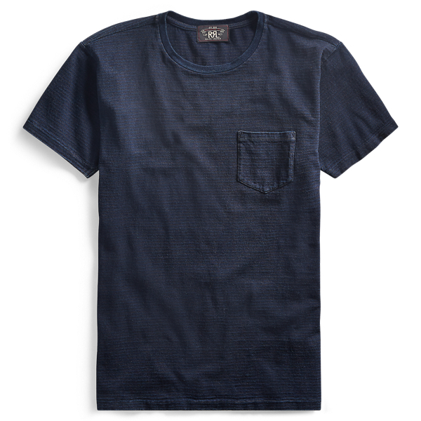 Indigo Striped Cotton T-Shirt RRL 1