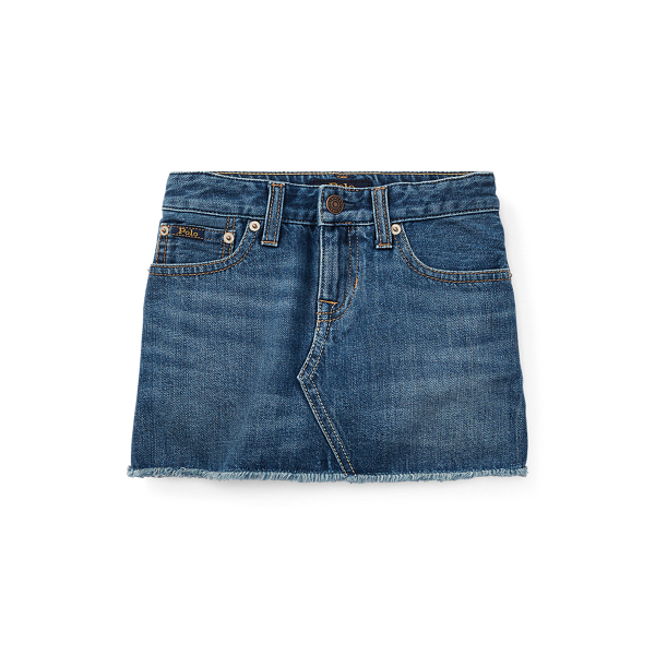 Frayed Cotton Denim Skirt