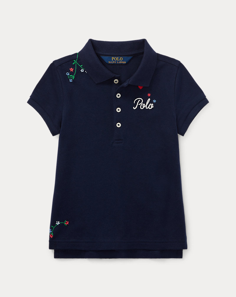 Embroidered Stretch Pique Polo GIRLS 1.5-6.5 YEARS 1