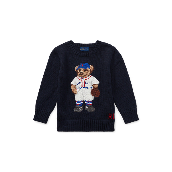 Baseball Bear Cotton Sweater BOYS 1.5-6 YEARS 1