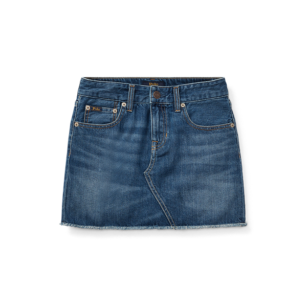Frayed Cotton Denim Skirt Girls 7-16 1