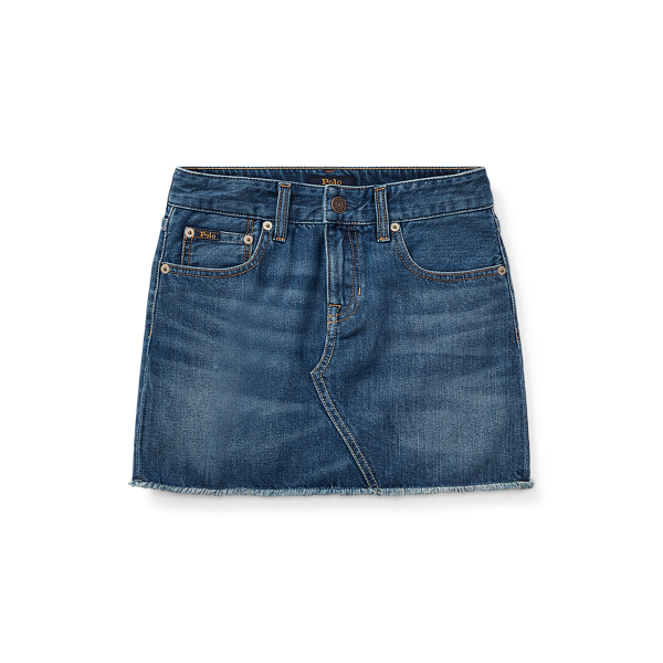 Gerafelde katoenen denim rok