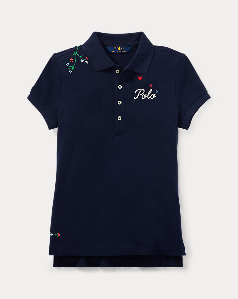 Embroidered Stretch Pique Polo GIRLS 7-14 YEARS 1
