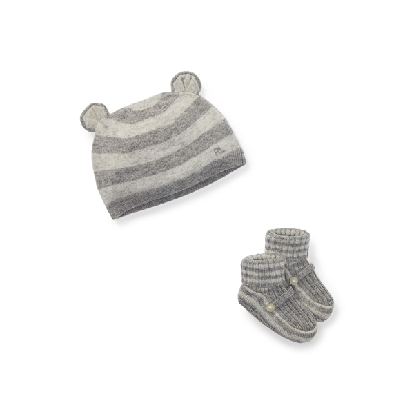 Wool-Cashmere Hat & Bootie Set Baby Boy 1